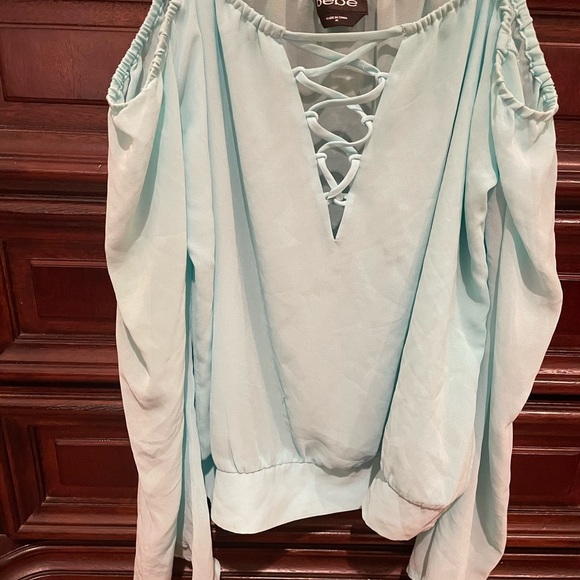 turquoise bebe blouse great condition almost like new - Picture 1 of 5